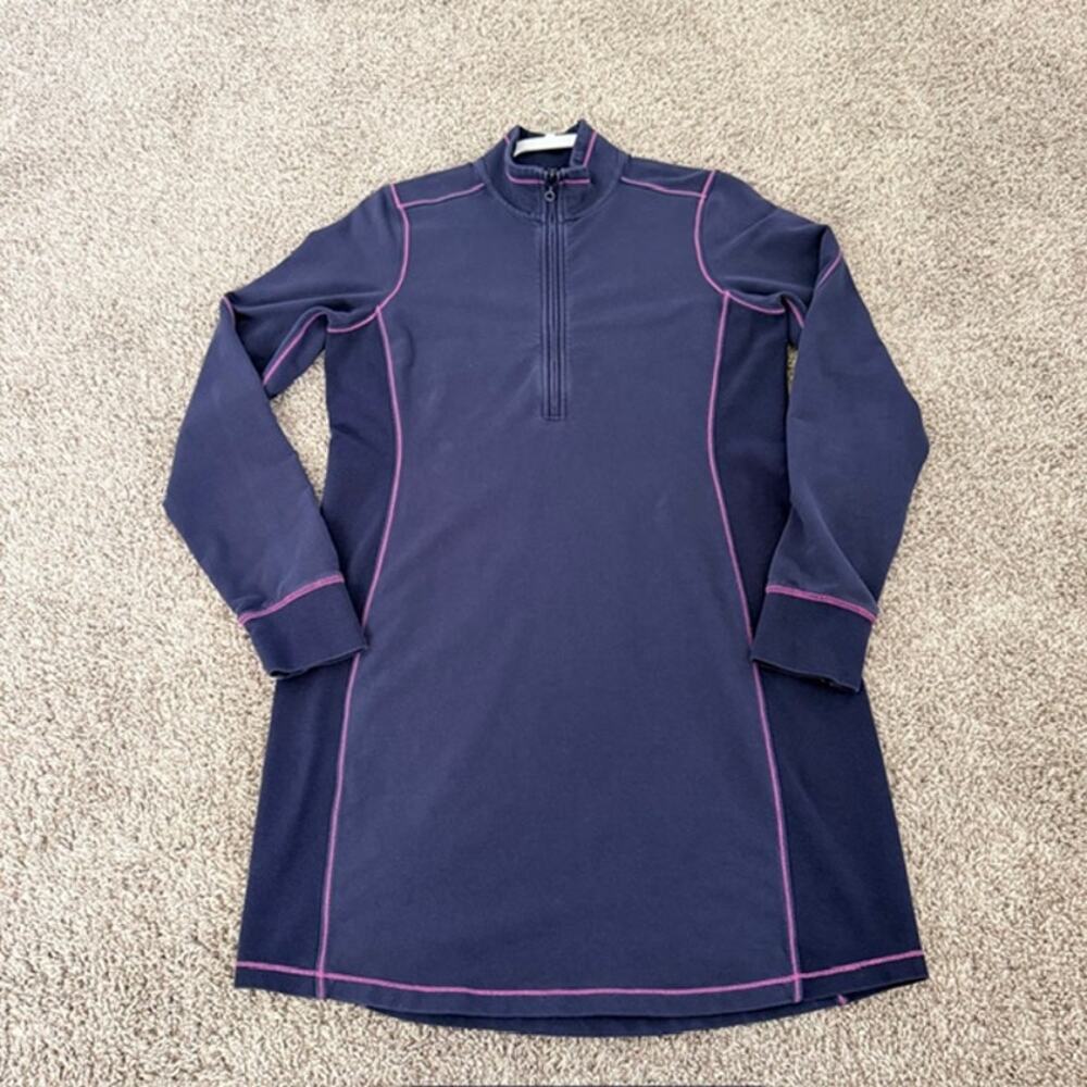 Tommy Bahama Sweatshirt Dress 1/2 Zip Blue w/Exposed Pink Stitching Women's M - Picture 13 of 13